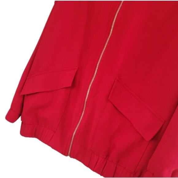 Chico's Women's Bomber Jacket Size XL Red Full Zip Lined Pockets - Picture 8 of 11
